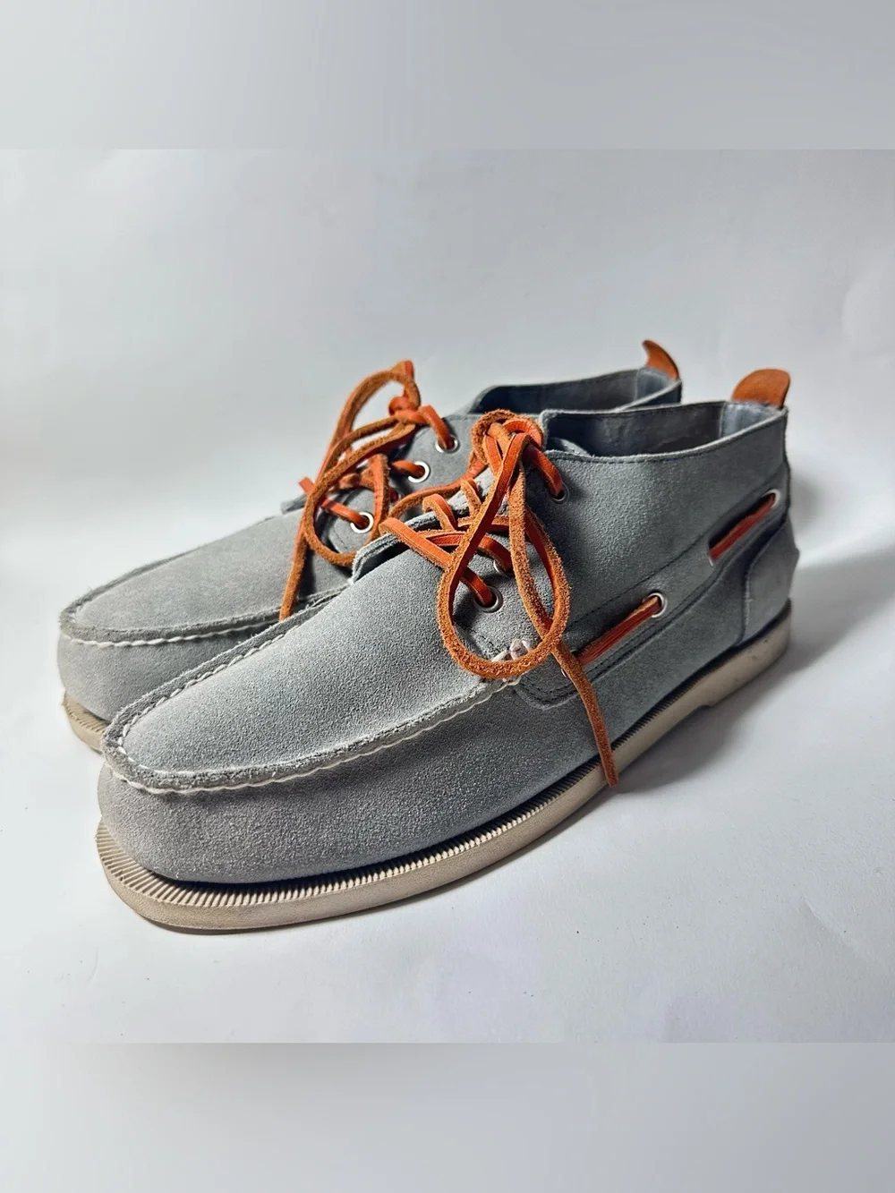 Lands End Canvas 1963 Boat Shoe Chukka Boot Mocs Grey Suede Mens 9 D UK 8 EU 42